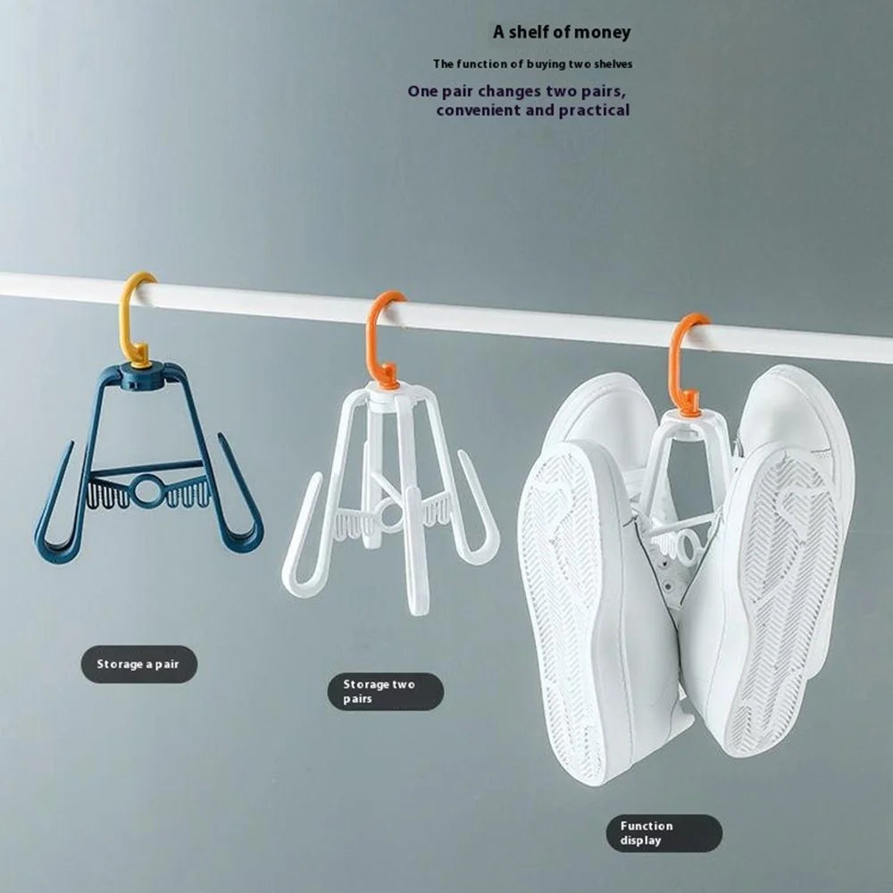 Folding Plastic Shoe Rack Multi Tier Rotating Shoes Drying Rack Space Saving - White - 3