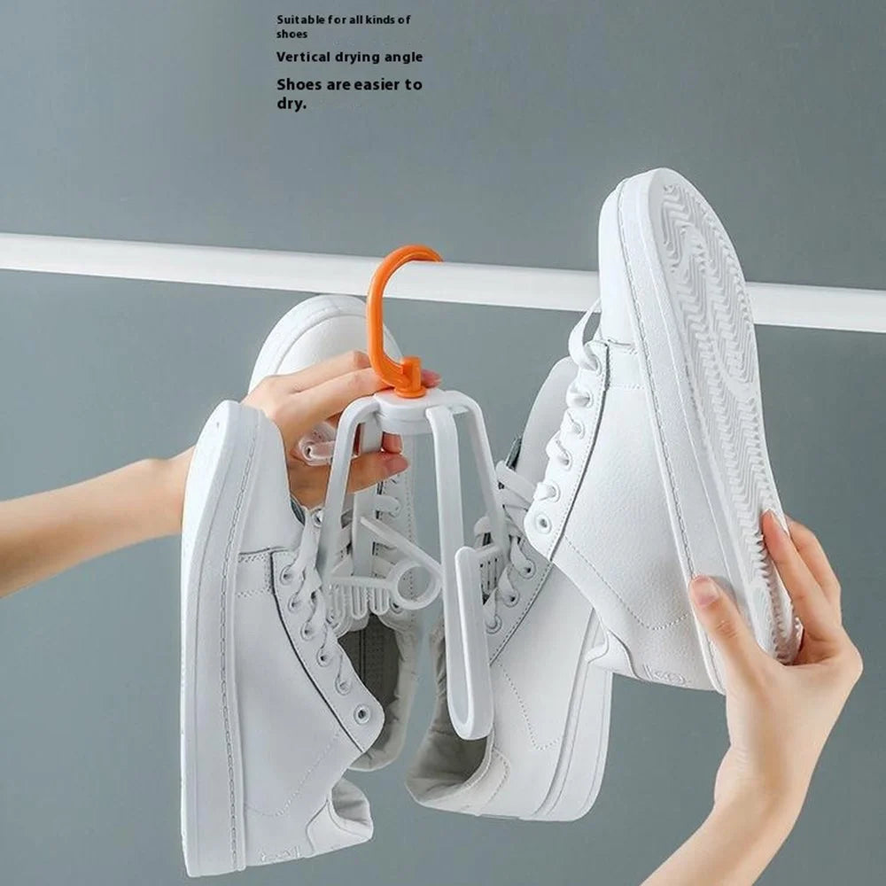 Folding Plastic Shoe Rack Multi Tier Rotating Shoes Drying Rack Space Saving - White - 4