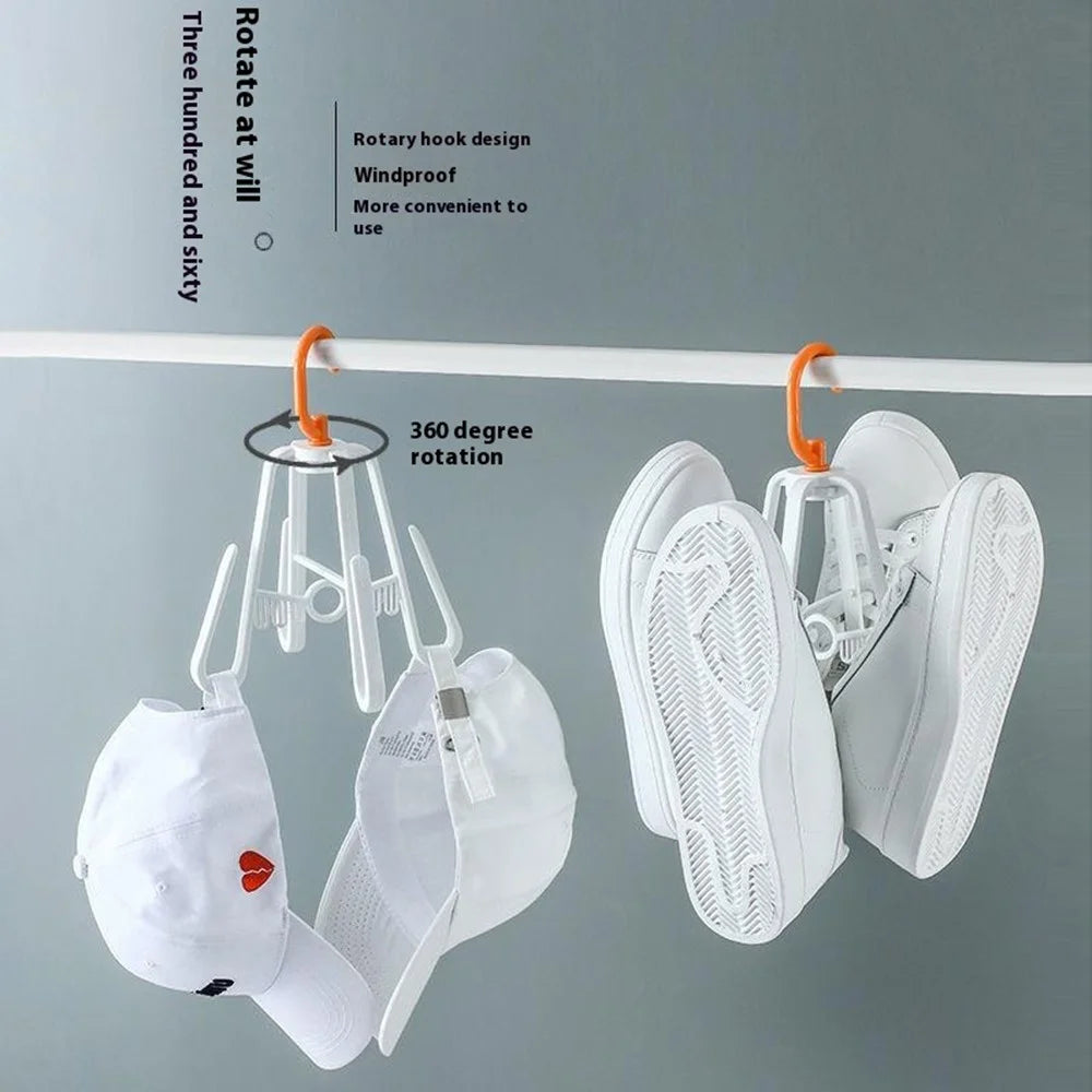 Folding Plastic Shoe Rack Multi Tier Rotating Shoes Drying Rack Space Saving - White - 6