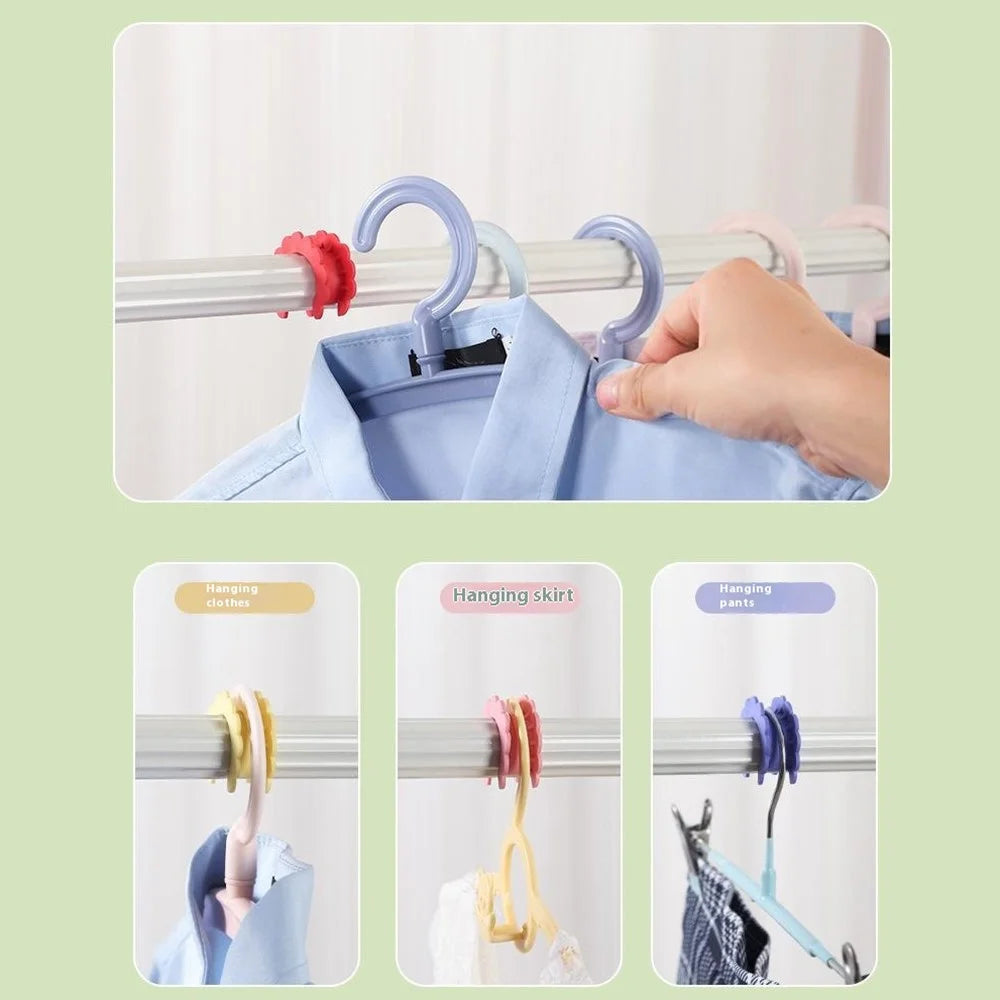 5Pcs Clothes Hanger Anti Wind Clips Drying Rod Clamps Sunflower Non Slip Silicone Fasteners - 4