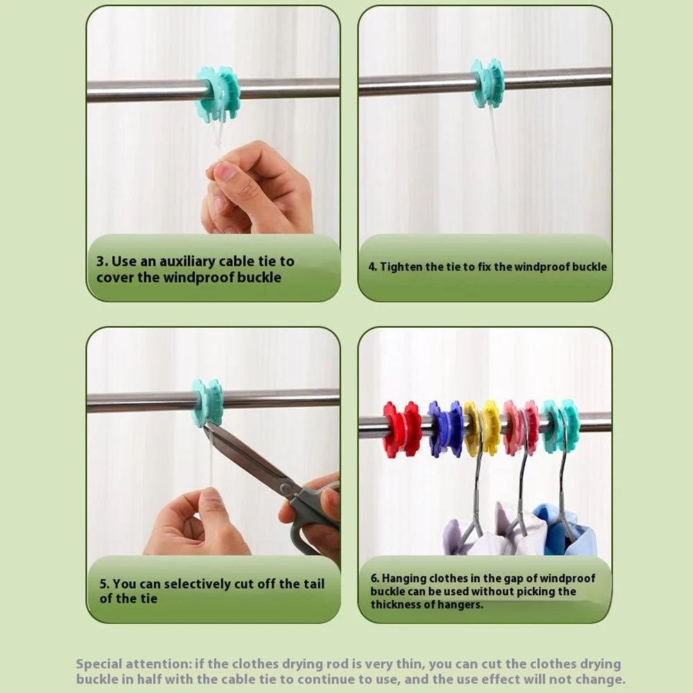 5Pcs Clothes Hanger Anti Wind Clips Drying Rod Clamps Sunflower Non Slip Silicone Fasteners - 6