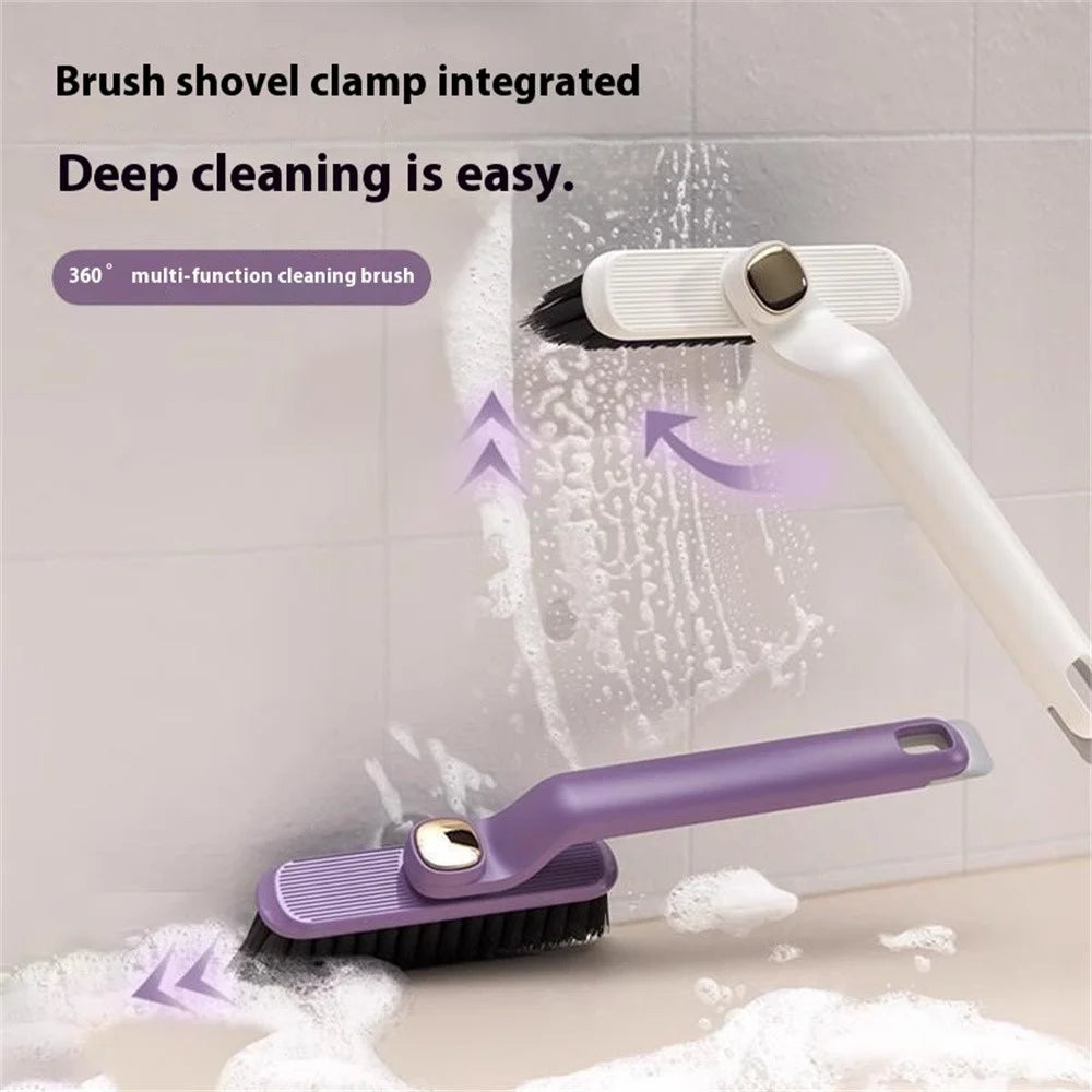 Rotating Cleaning Brush Hard Bristle Bathroom Tile Scrubber Floor Wall Crevices Grout Cleaning Brush - Purple - 2