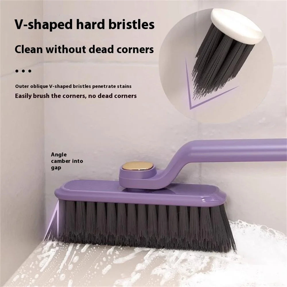 Rotating Cleaning Brush Hard Bristle Bathroom Tile Scrubber Floor Wall Crevices Grout Cleaning Brush - Purple - 3