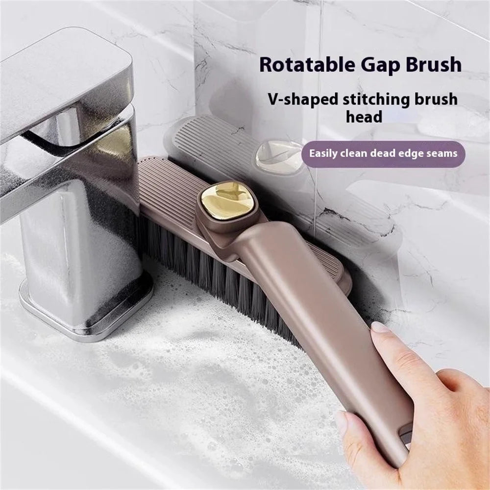 Rotating Cleaning Brush Hard Bristle Bathroom Tile Scrubber Floor Wall Crevices Grout Cleaning Brush - Purple - 4