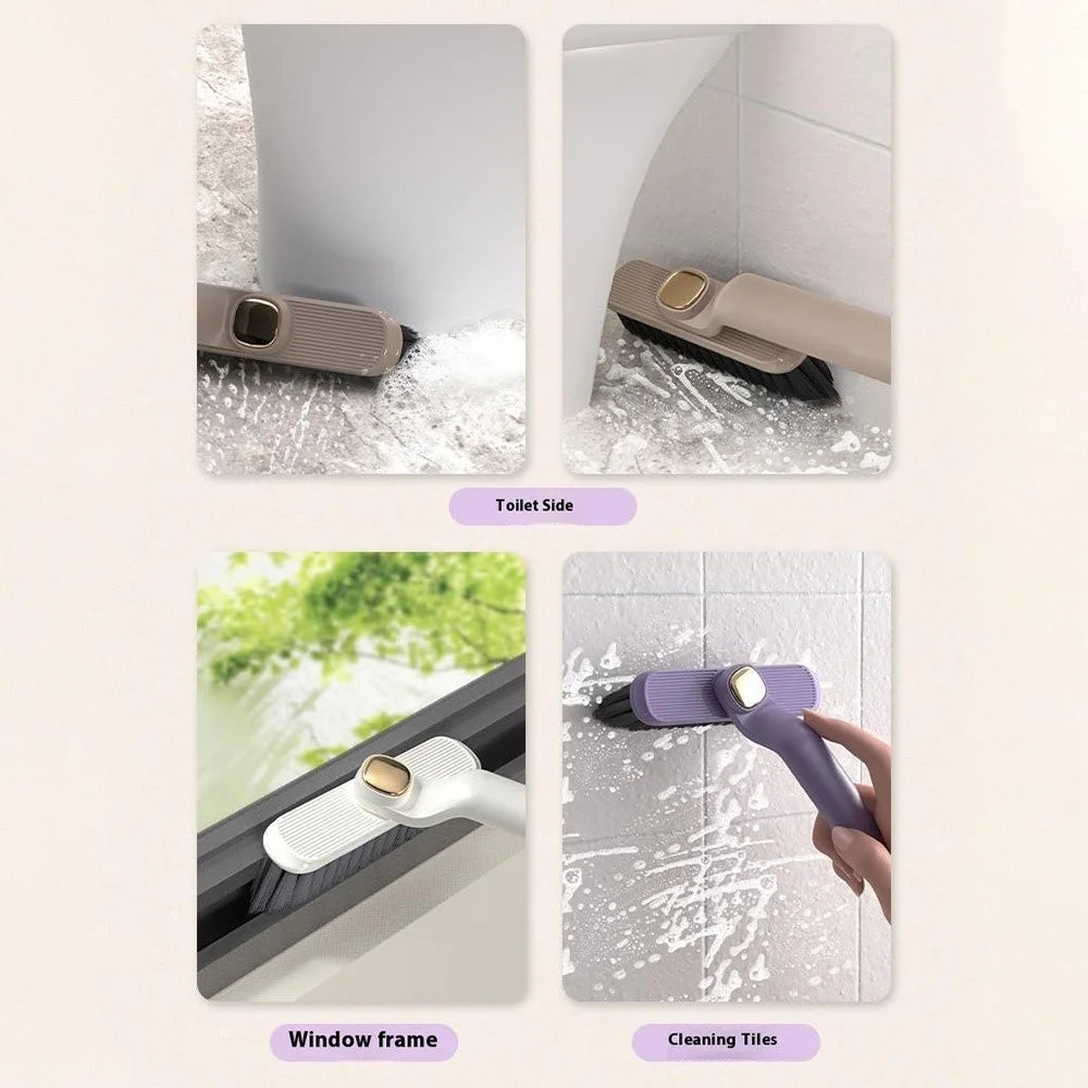 Rotating Cleaning Brush Hard Bristle Bathroom Tile Scrubber Floor Wall Crevices Grout Cleaning Brush - Purple - 6