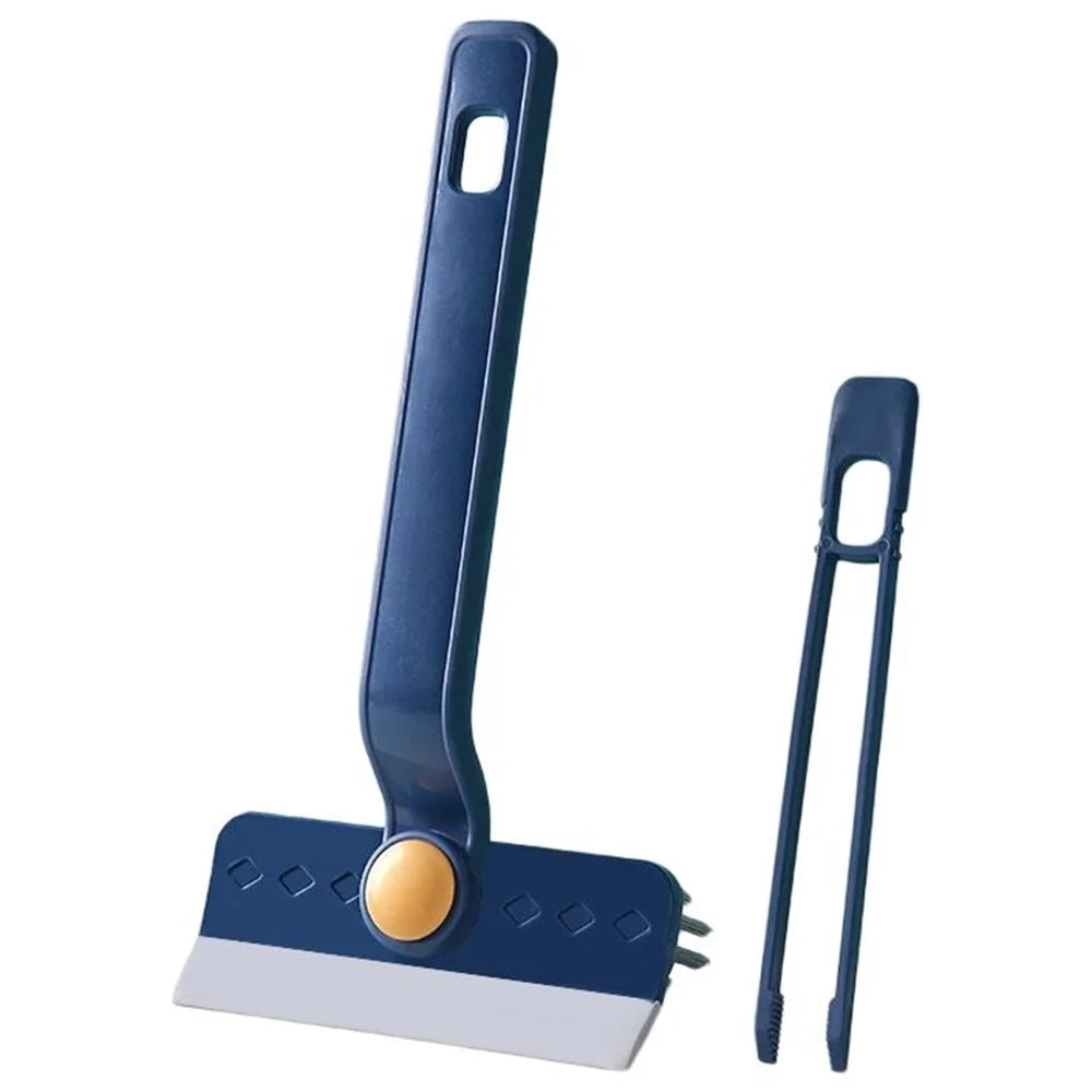 Rotating Cleaning Brush Water Wiper Hard Bristles Bathroom Tile Crevice Cleaning Tool with Hair Clip - Blue - 1