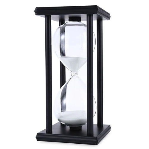 15 Minutes Sand Timer 4 Black Wooden Frames Sandglass - White - 1