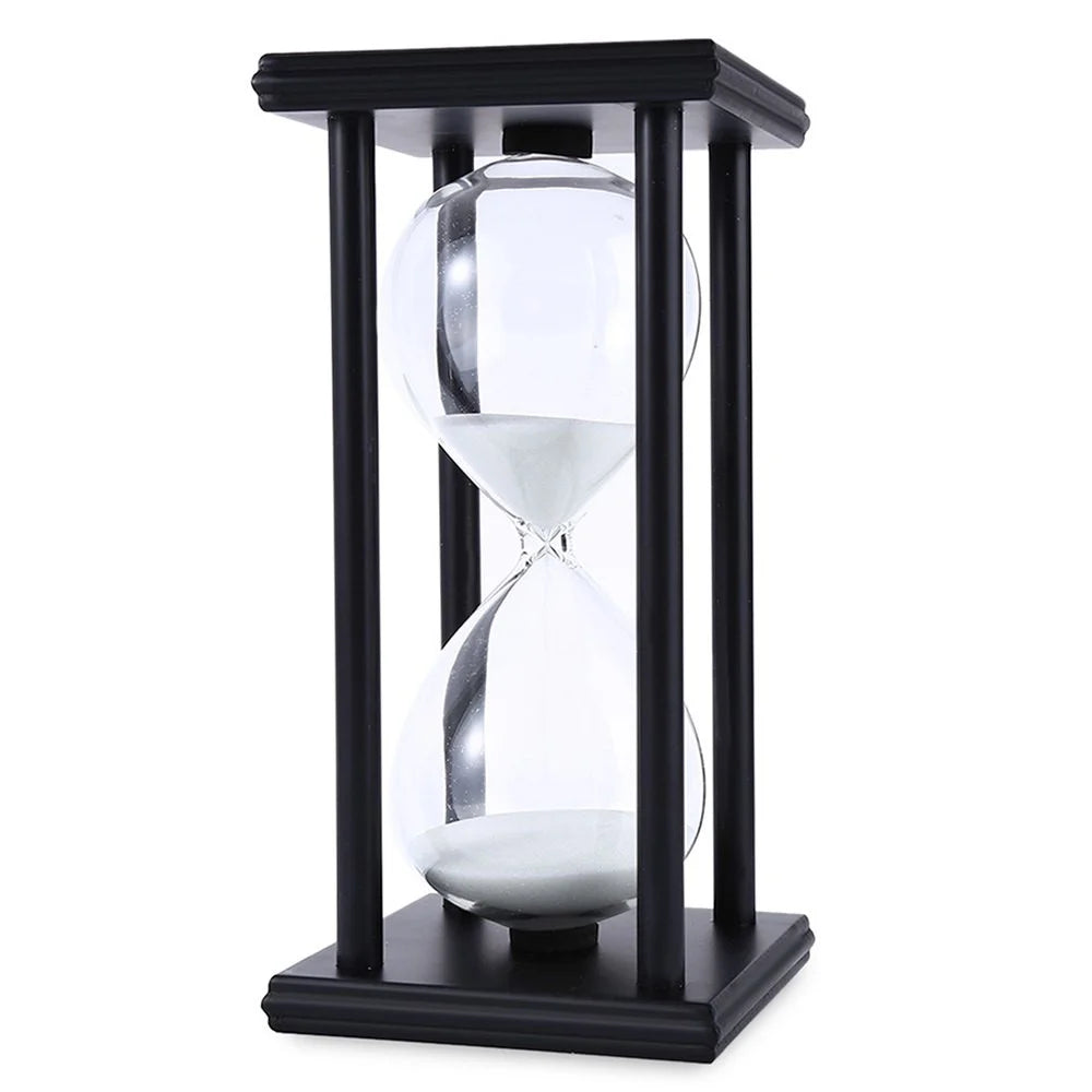 15 Minutes Sand Timer 4 Black Wooden Frames Sandglass - White - 1