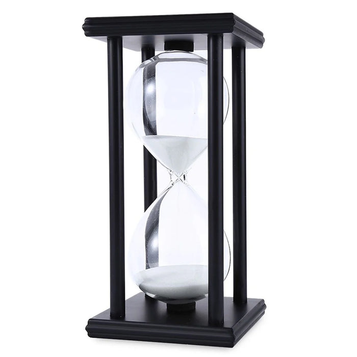 15 Minutes Sand Timer 4 Black Wooden Frames Sandglass - White - 1