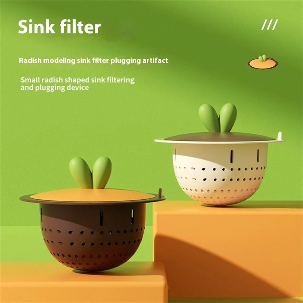 Carrot Shaped Silicone Sink Strainer Kitchen Drain Filter Basket Vegetable Washing Anti Clog for Home - Dark Brown - 2