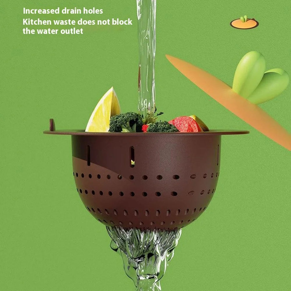 Carrot Shaped Silicone Sink Strainer Kitchen Drain Filter Basket Vegetable Washing Anti Clog for Home - Dark Brown - 5