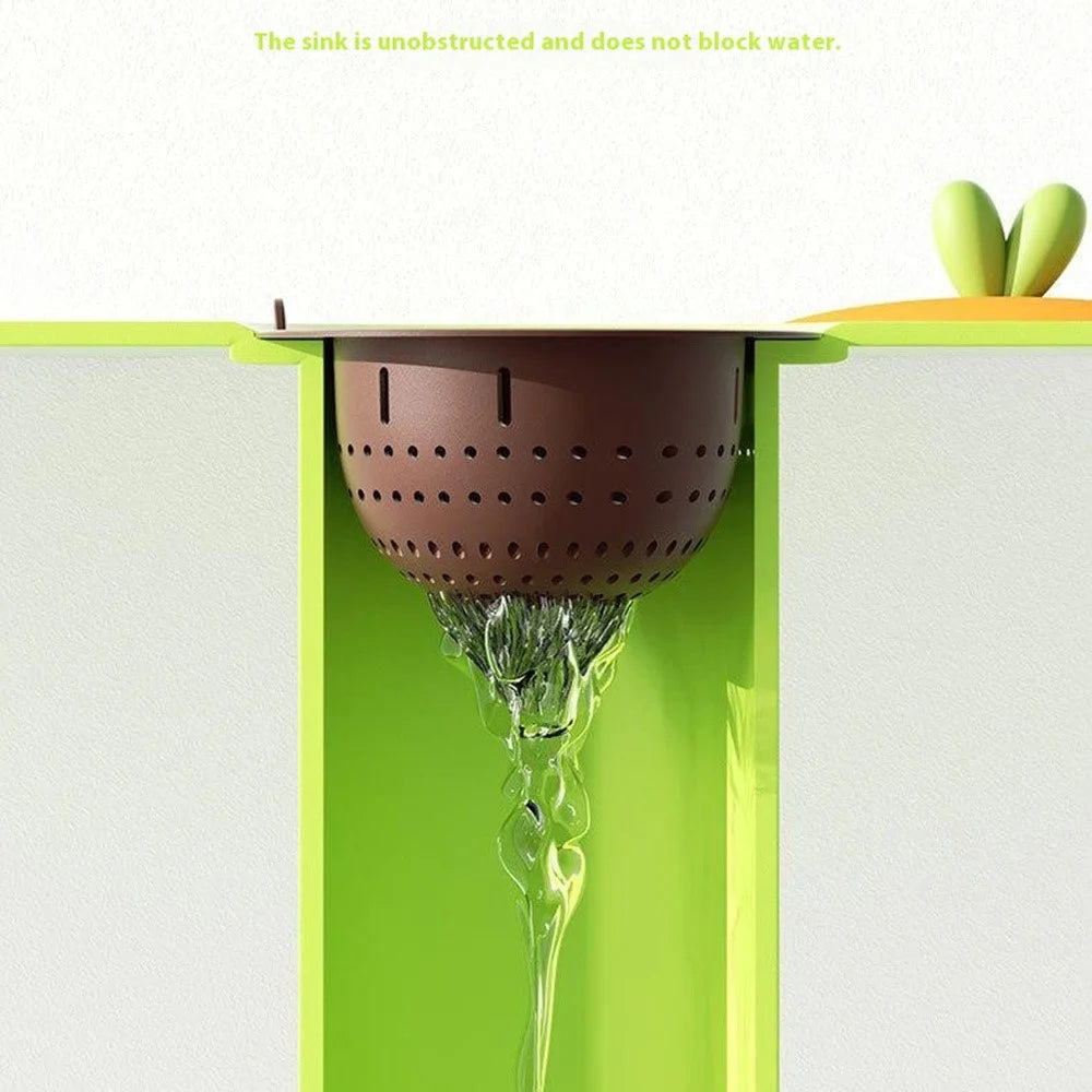 Carrot Shaped Silicone Sink Strainer Kitchen Drain Filter Basket Vegetable Washing Anti Clog for Home - Dark Brown - 6