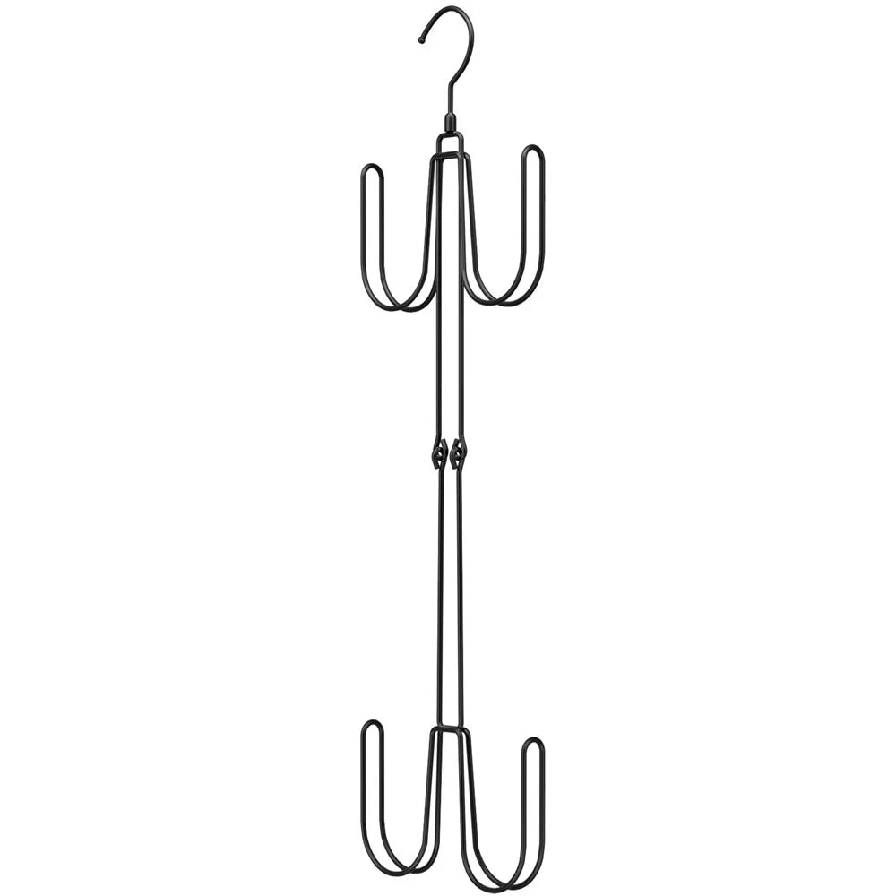 Foldable Hat Organizer Rack Space Saving Iron Art Hanging Hooks for Bags Belts Ties - 1