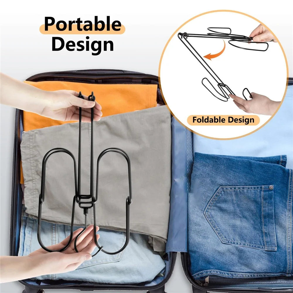Foldable Hat Organizer Rack Space Saving Iron Art Hanging Hooks for Bags Belts Ties - 3