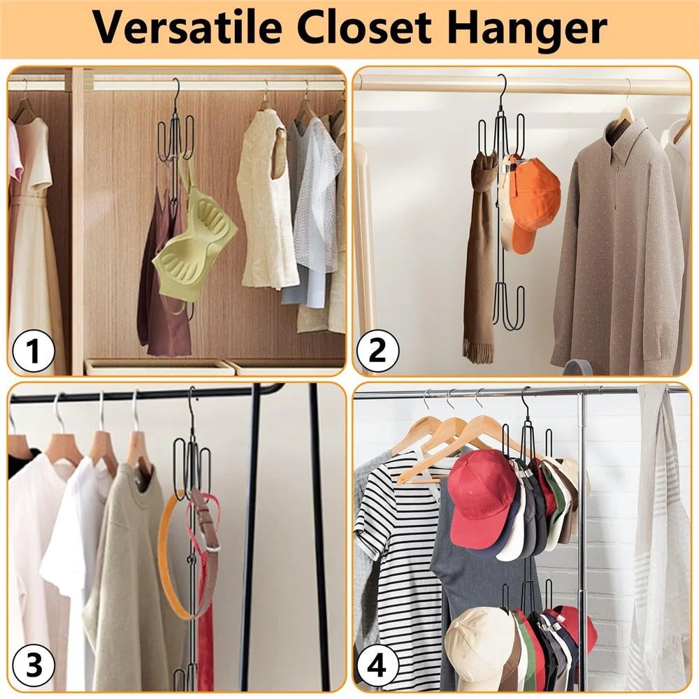 Foldable Hat Organizer Rack Space Saving Iron Art Hanging Hooks for Bags Belts Ties - 5