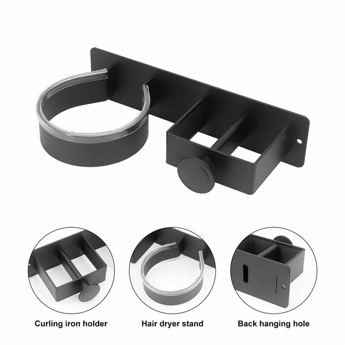 Hair Dryer Holder Wall Mount No Drill Bathroom Organizer for Hairdryer / Straightener / Curling Iron Storage Rack - 5
