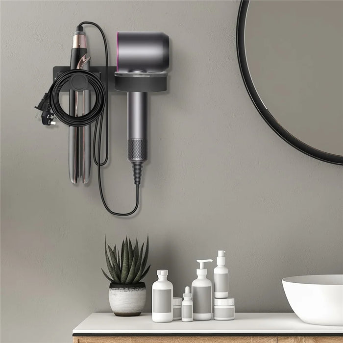 Hair Dryer Holder Wall Mount No Drill Bathroom Organizer for Hairdryer / Straightener / Curling Iron Storage Rack - 6