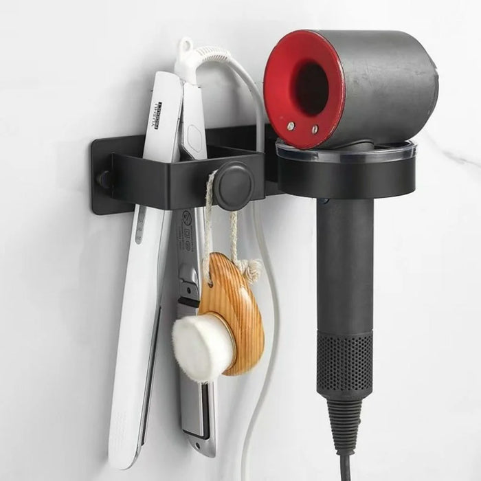 Hair Dryer Holder Wall Mount No Drill Bathroom Organizer for Hairdryer / Straightener / Curling Iron Storage Rack - 7