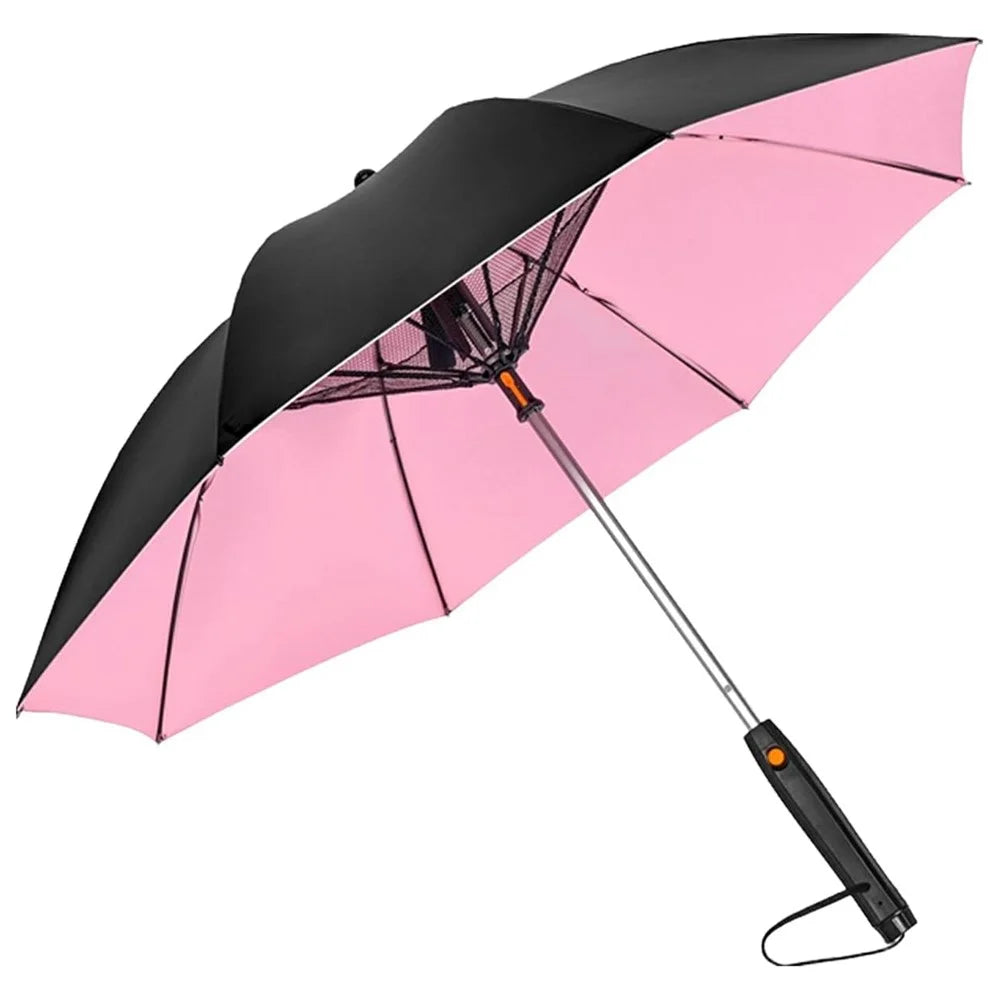 3 In 1 Summer UV Protection Portable Misting Umbrella with Cooling Fan ( Battery Operated ) - Pink - 1