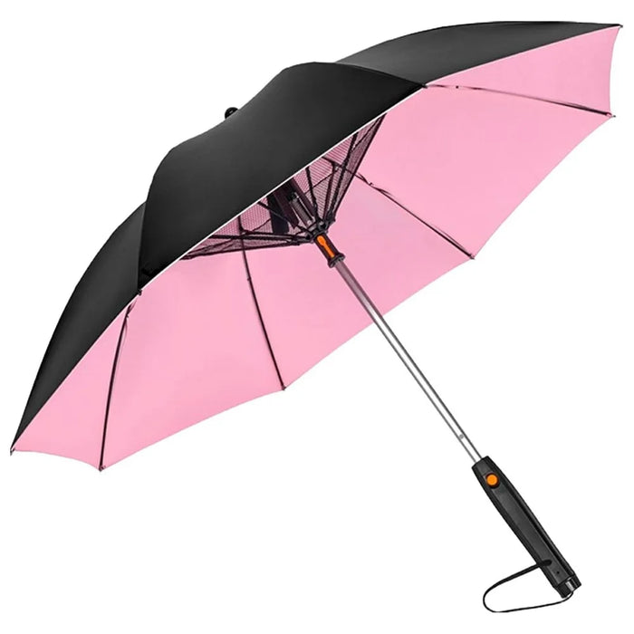 3 In 1 Summer UV Protection Portable Misting Umbrella with Cooling Fan ( Battery Operated ) - Pink - 1
