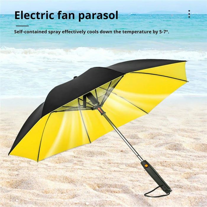 3 In 1 Summer UV Protection Portable Misting Umbrella with Cooling Fan ( Battery Operated ) - Pink - 3