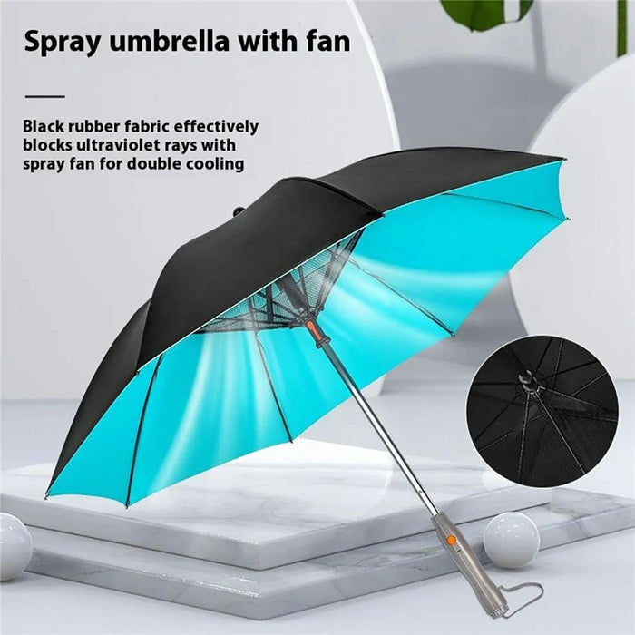 3 In 1 Summer UV Protection Portable Misting Umbrella with Cooling Fan ( USB Rechargeable ) - Pink - 3