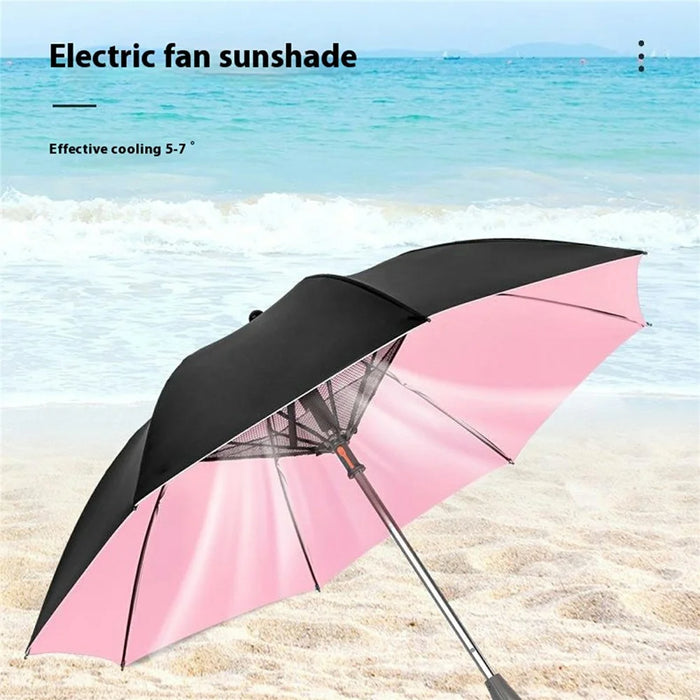 3 In 1 Summer UV Protection Portable Misting Umbrella with Cooling Fan ( USB Rechargeable ) - Pink - 6