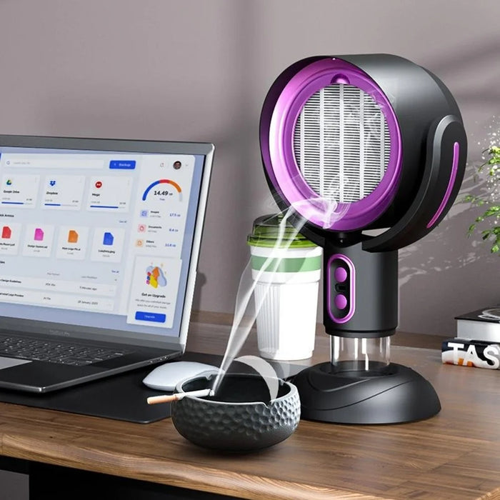 Portable Exhaust Hood Desktop Range Hood 2 Gears Rechargeable Kitchen Exhaust Fan - Black+Purple - 3