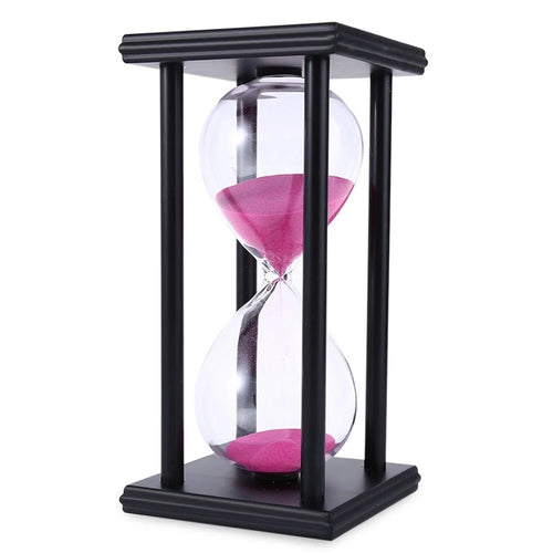 30 Minutes Hourglass 4 Black Wooden Frames Sand Timer for Home Office Desktop Decoration - Pink - 1