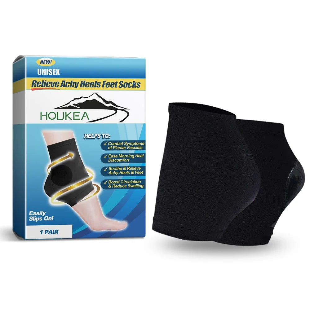 HOUKEA HK-A07-0003-01 Foot Care Socks for Men Women Achy Heels Plantar Fasciitis Relief Socks - 1