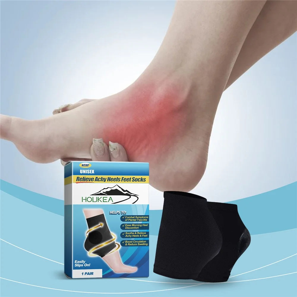 HOUKEA HK-A07-0003-01 Foot Care Socks for Men Women Achy Heels Plantar Fasciitis Relief Socks - 4