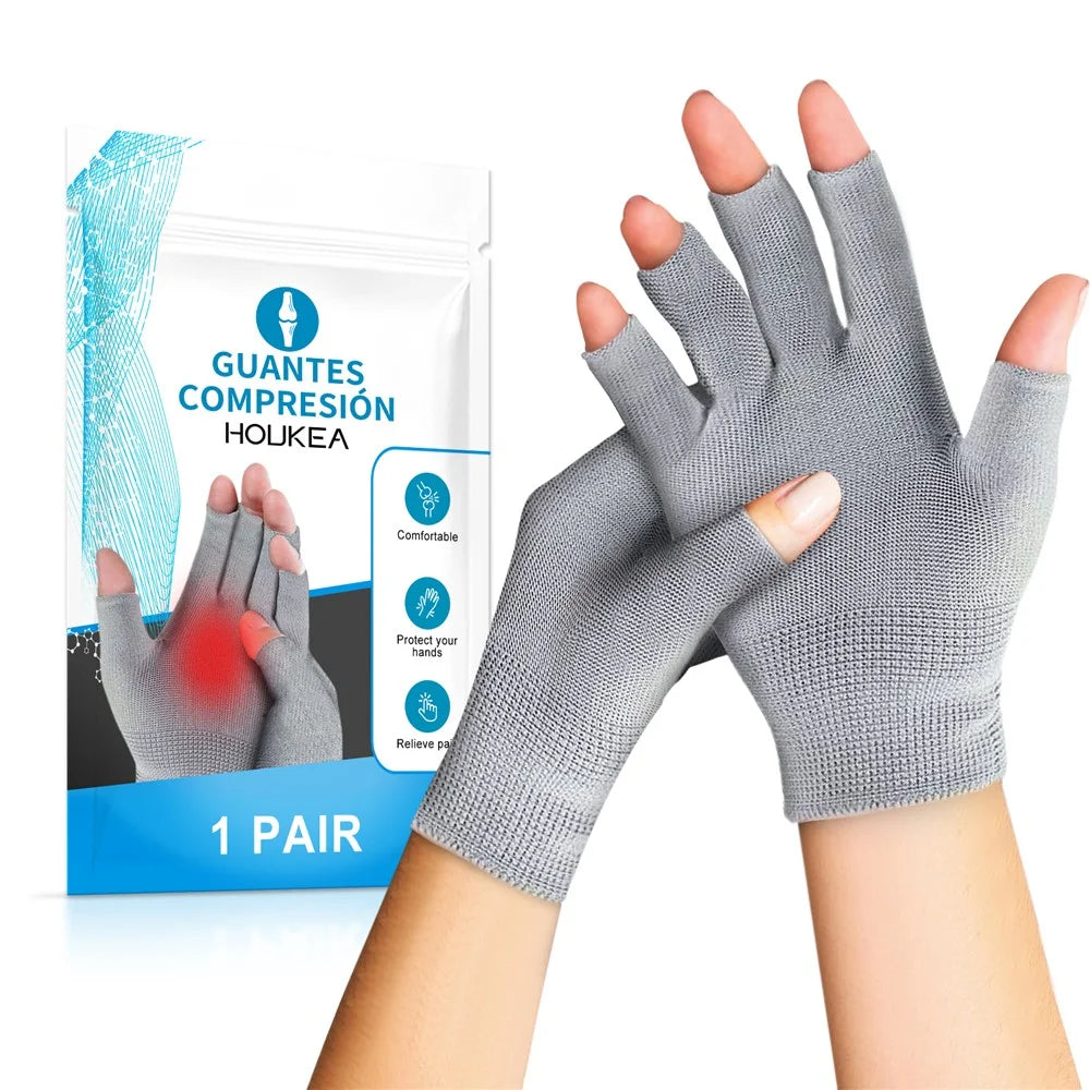 HOUKEA HK-A07-0004-01 1 Pair Hand Care Gloves Winter Fingerless Mittens for Joint Pain Relief - 1
