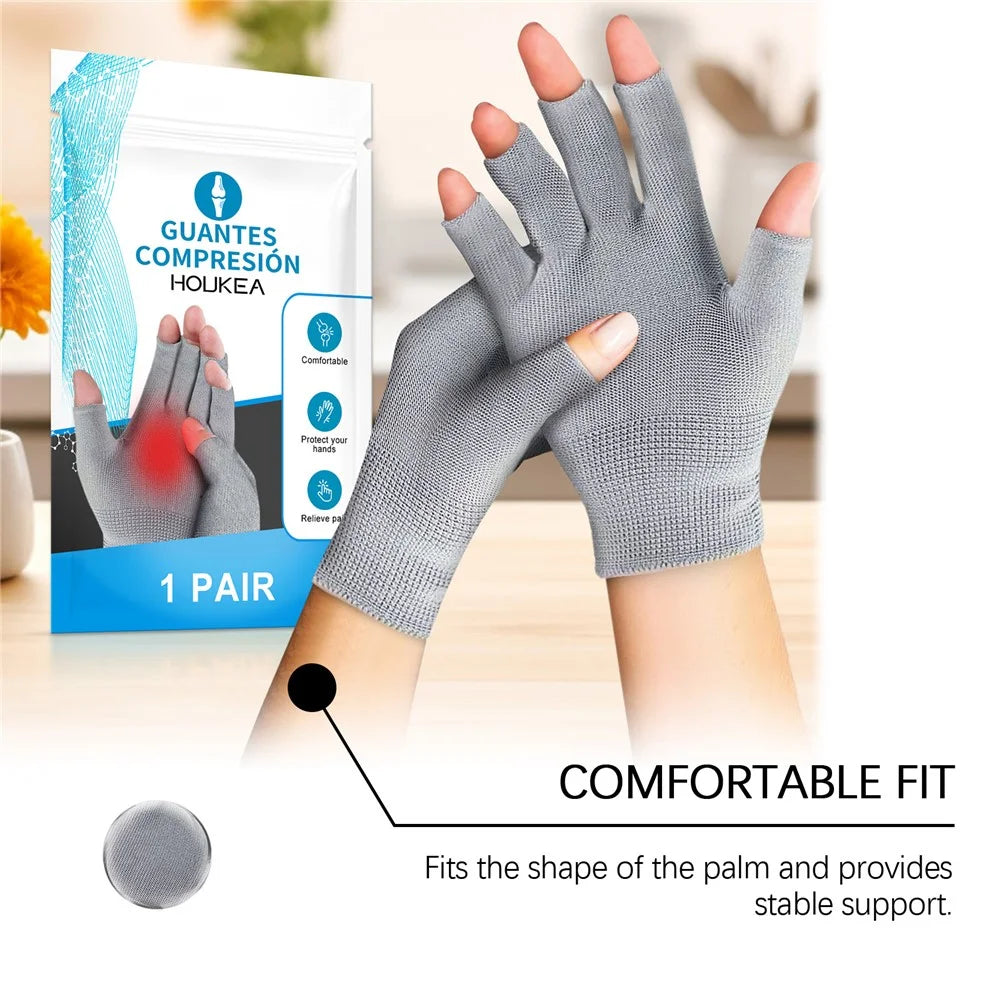 HOUKEA HK-A07-0004-01 1 Pair Hand Care Gloves Winter Fingerless Mittens for Joint Pain Relief - 3