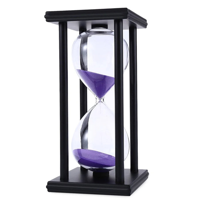 60 Minutes Hourglass Sand Timer Retro Home Decoration with 4 Black Wooden Frames - Purple - 1