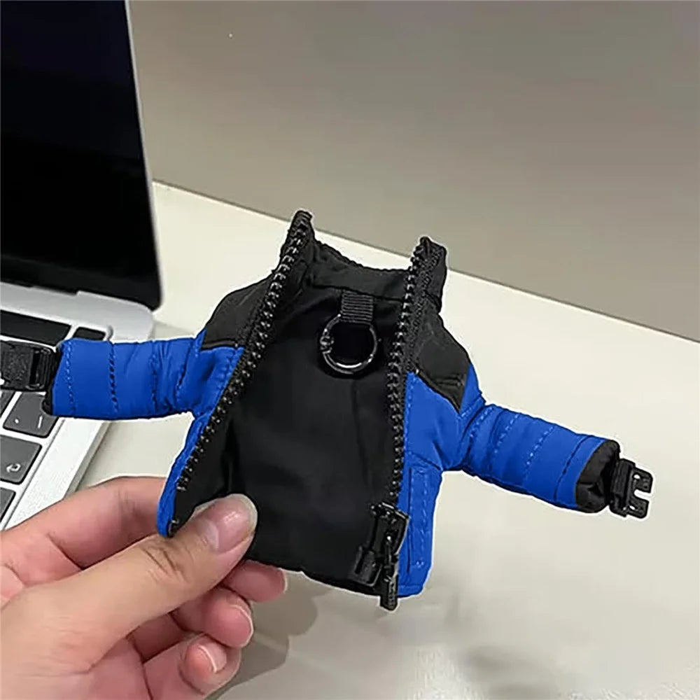 Creative Key Organizer Pouch Multifunctional Decorative Mini Down Coat Keychain Portable Ornament Gift - Blue - 3