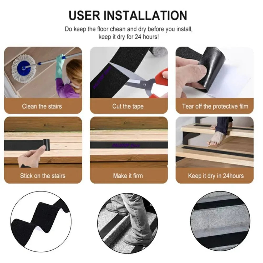 2.5cm PVC Anti Slip Tape Adhesive Safety Traction Tape Indoor Outdoor Sticker for Stair Floor , Length 10m - Transparent - 6