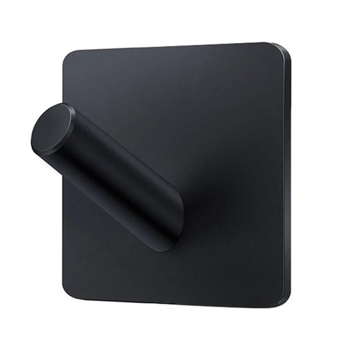 Stainless Steel Adhesive Hook No Drill Square Wall Sticky Hanger for Bathrooms Kitchen Close - Black - 1