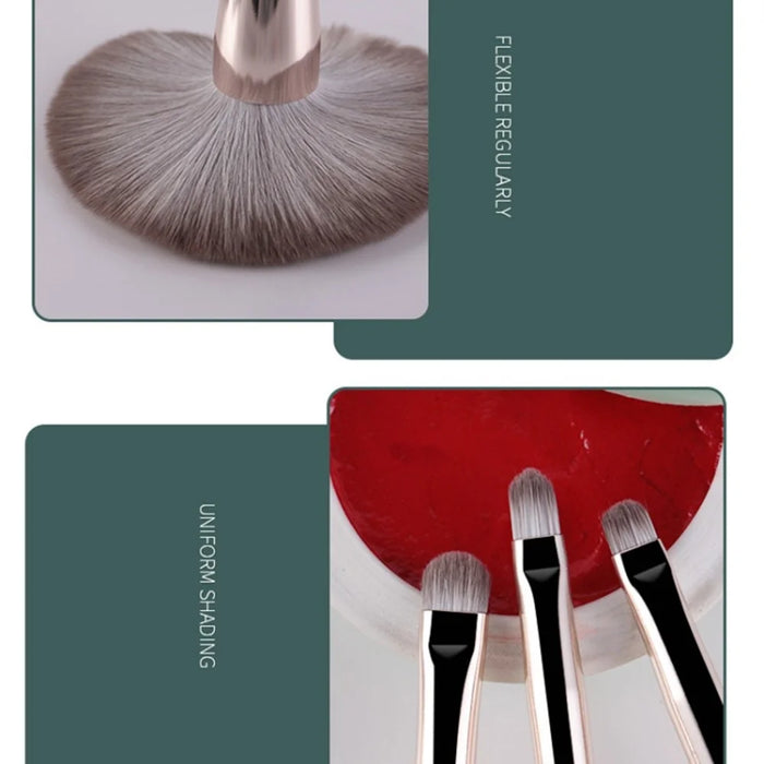 14Pcs Makeup Brush Set Foundation Powder Concealer Brushes with Portable PU Brush Holder - 4