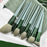 13Pcs Makeup Brush Set Cosmetic Brushes Soft Fiber Foundation / Contour / Blending Tools with Velvet Pouch - Green - 2