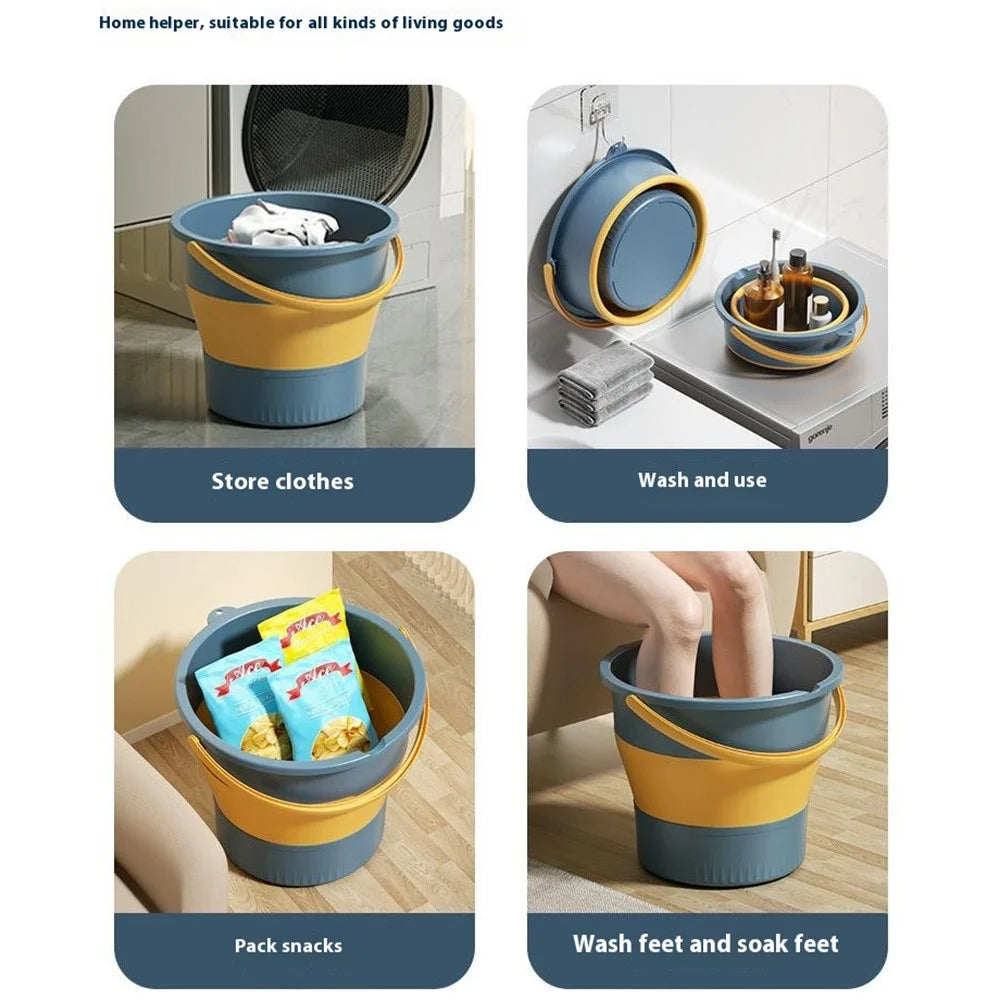 Foldable Water Bucket 10L Portable Collapsible Container for Fishing / Camping / Car Wash / Travel Outdoor Indoor - Blue - 5