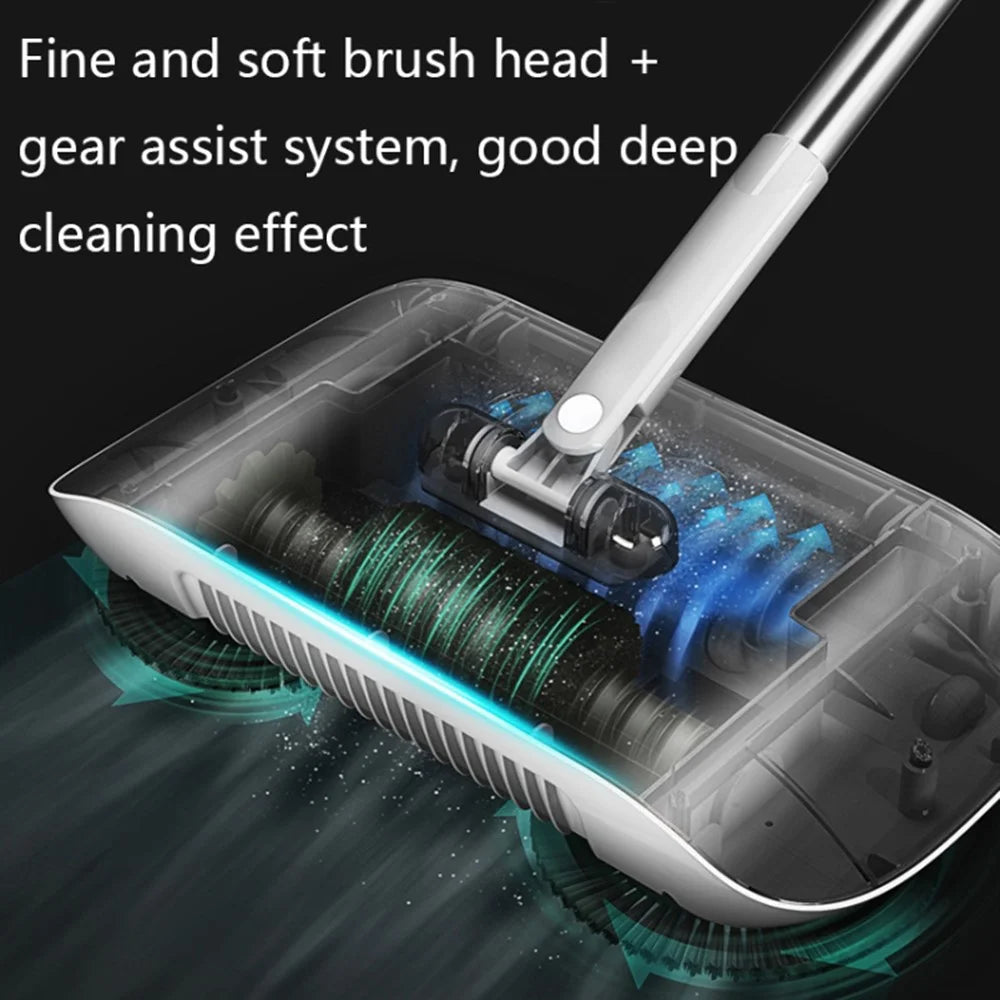2 in 1 Sweeper Manual Push Carpet Cleaning Mop Crumb Brush with 2 Replacement Pads - Pink - 7