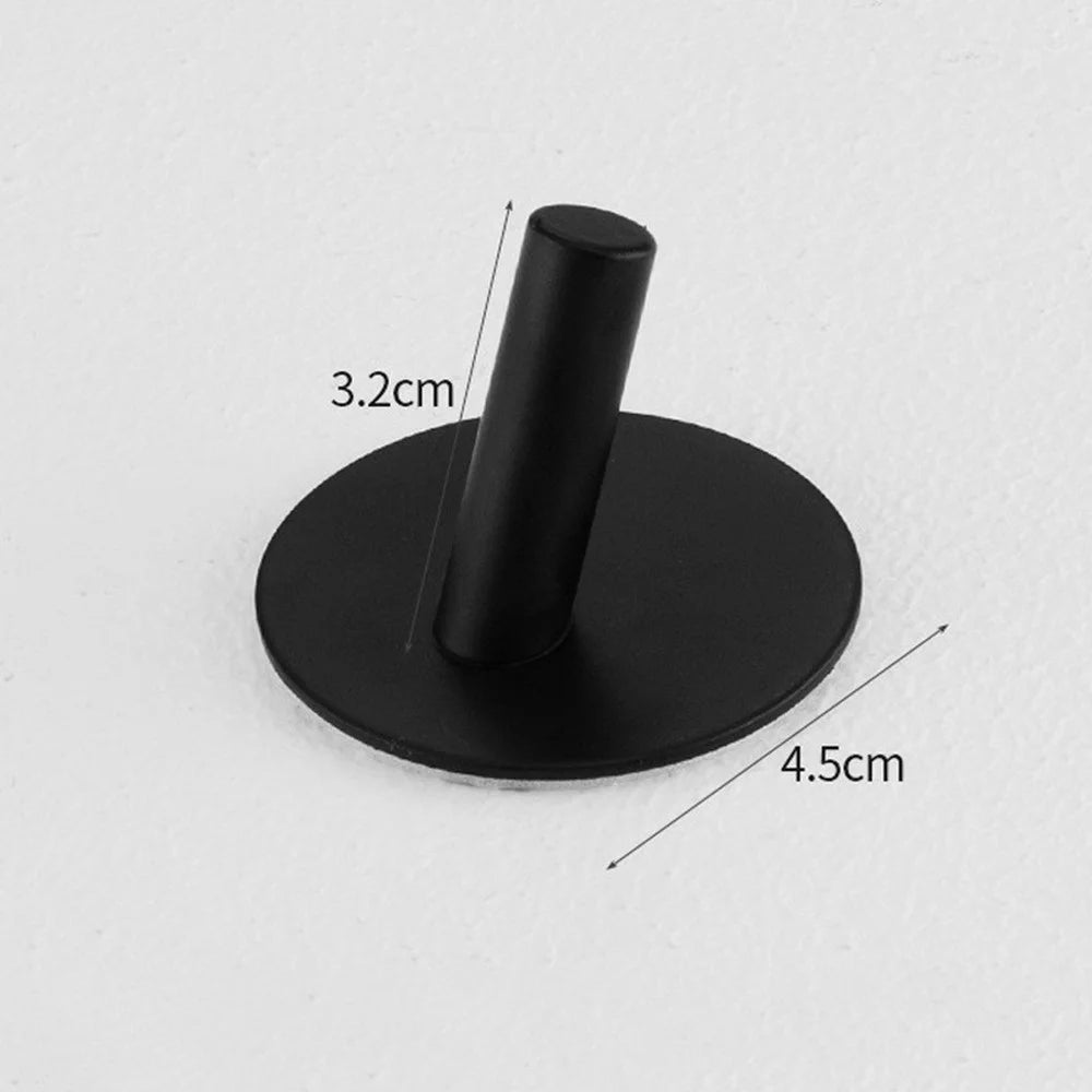 Stainless Steel Adhesive Hooks Bathroom No Drilling Coat Hat Hanger Round Shape Strong Sticker - 2