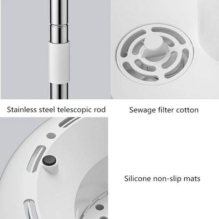 Rotating Single Bucket Mop Hands-Free Spin Mop Floor Cleaning Tool with 3 Microfiber Mop Heads - White - 6