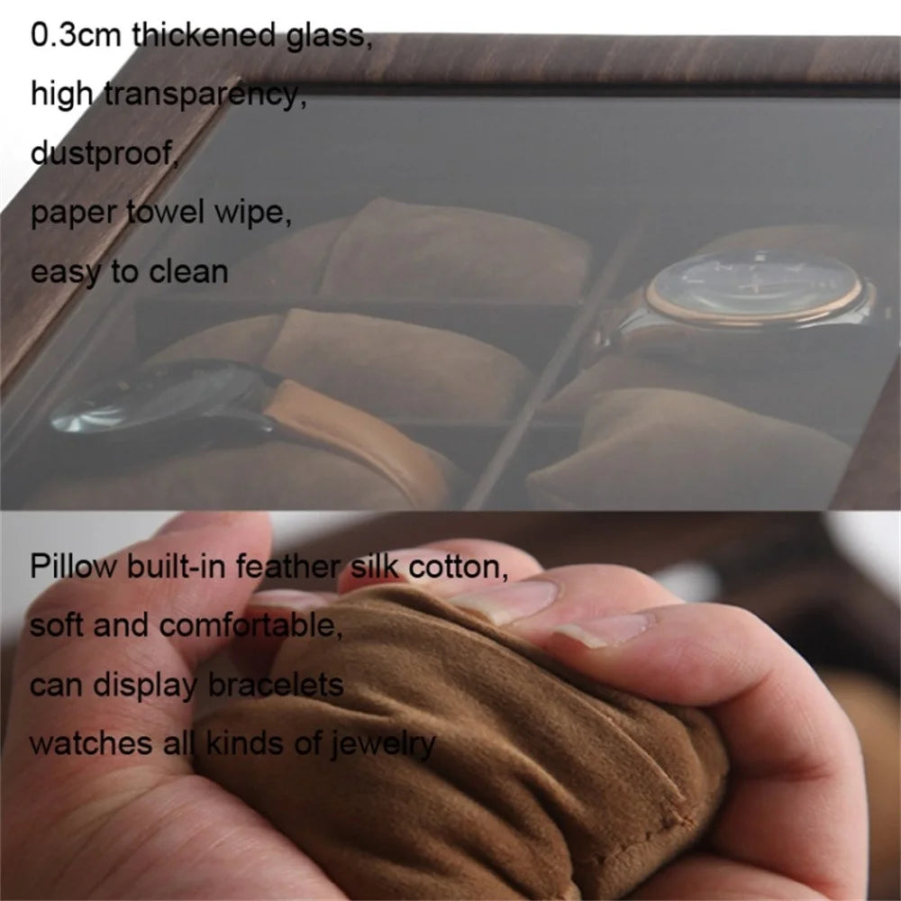 2 Grids Watch Display Box Vintage Wood Grain Jewelry Organizer Box Watch Storage Container - 7