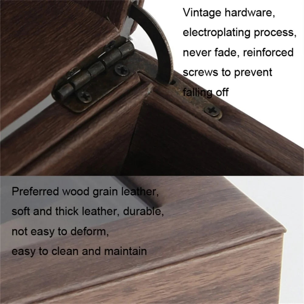 3 Grids Watch Display Box Vintage Wood Grain Jewelry Organizer Box Watch Storage Container - 5