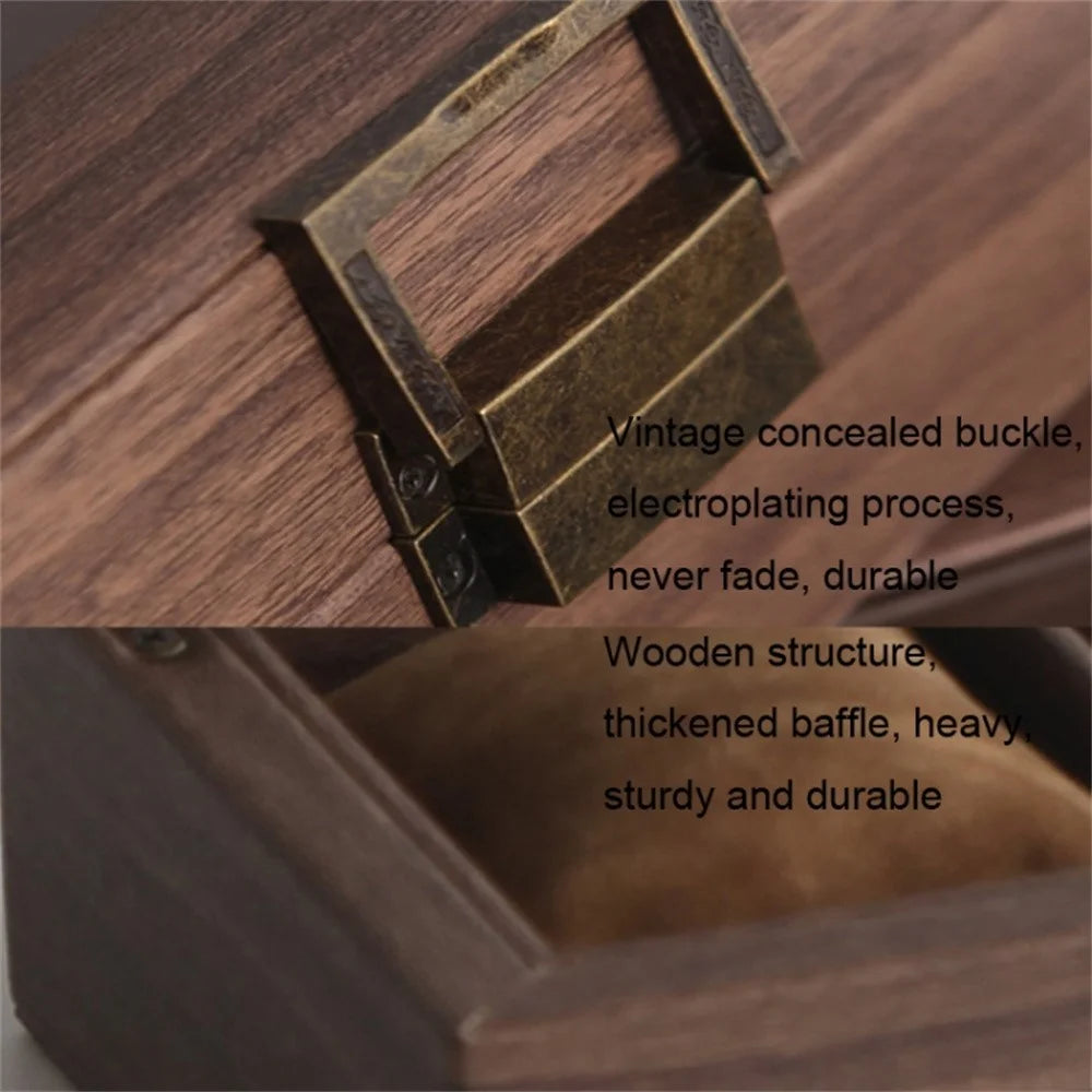 6 Grids Watch Display Box Vintage Wood Grain Jewelry Organizer Box Watch Storage Container - 5