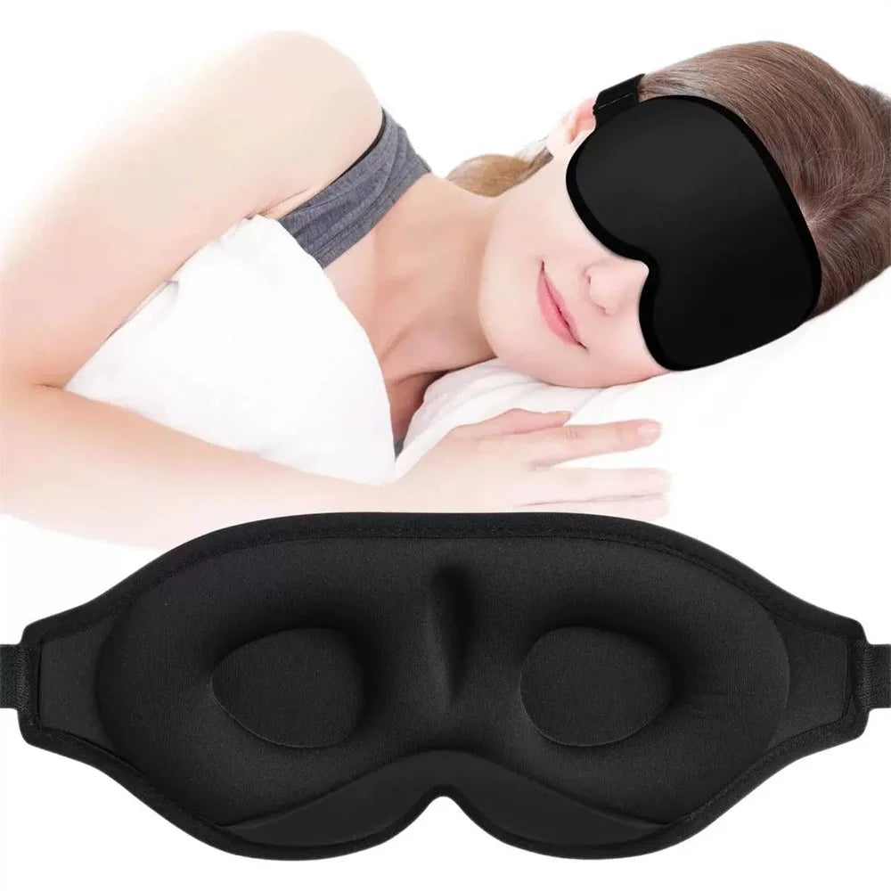 3D Contoured Silk Sleep Mask Memory Foam Eye Cover Breathable Blackout for Travel Relaxation - 1