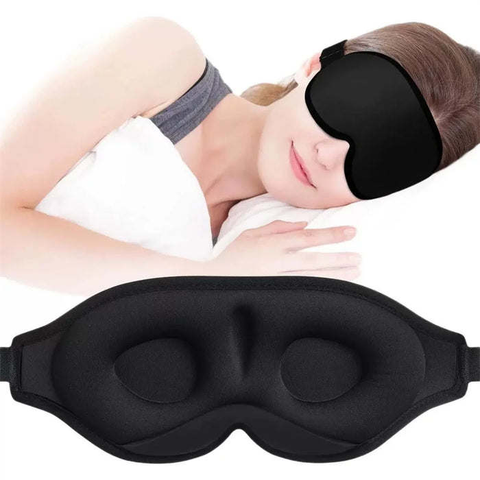 3D Contoured Silk Sleep Mask Memory Foam Eye Cover Breathable Blackout for Travel Relaxation - 1
