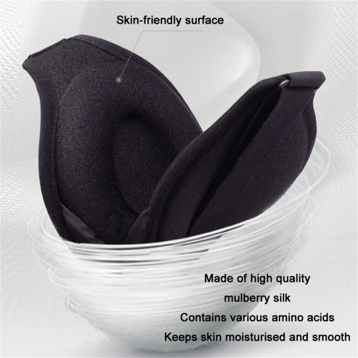 3D Contoured Silk Sleep Mask Memory Foam Eye Cover Breathable Blackout for Travel Relaxation - 4