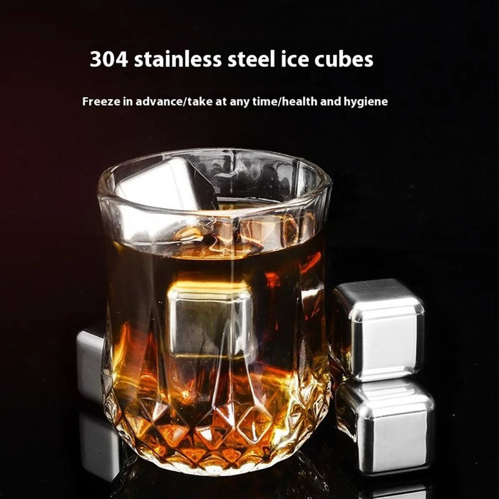 304 Stainless Steel Reusable Ice Blocks 8Pcs Whiskey Stones Chilling Rocks with Silicone Tongs for Wine / Whiskey - 3